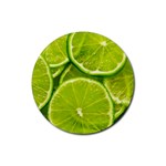 Lime Slices Close Up, Fresh, Fruit, Green Lemon Rubber Round Coaster (4 pack)