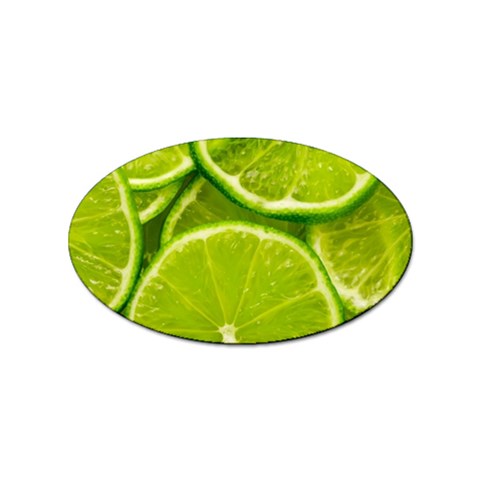 Lime Slices Close Up, Fresh, Fruit, Green Lemon Sticker (Oval) from ArtsNow.com Front