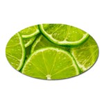 Lime Slices Close Up, Fresh, Fruit, Green Lemon Oval Magnet