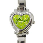 Lime Slices Close Up, Fresh, Fruit, Green Lemon Heart Italian Charm Watch