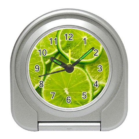 Lime Slices Close Up, Fresh, Fruit, Green Lemon Travel Alarm Clock from ArtsNow.com Front