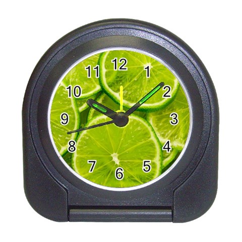 Lime Slices Close Up, Fresh, Fruit, Green Lemon Travel Alarm Clock from ArtsNow.com Front