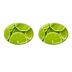 Lime Slices Close Up, Fresh, Fruit, Green Lemon Cufflinks (Oval)