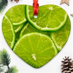 Lime Slices Close Up, Fresh, Fruit, Green Lemon Heart Ornament (Two Sides)