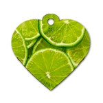 Lime Slices Close Up, Fresh, Fruit, Green Lemon Dog Tag Heart (One Side)