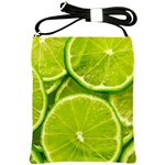 Lime Slices Close Up, Fresh, Fruit, Green Lemon Shoulder Sling Bag