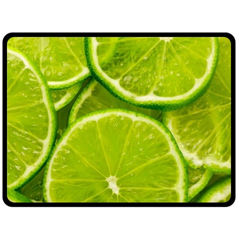 Lime Slices Close Up, Fresh, Fruit, Green Lemon Fleece Blanket (Large) from ArtsNow.com 80 x60  Blanket Front