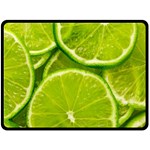 Lime Slices Close Up, Fresh, Fruit, Green Lemon Fleece Blanket (Large)