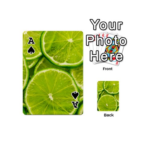 Ace Lime Slices Close Up, Fresh, Fruit, Green Lemon Playing Cards 54 Designs (Mini) from ArtsNow.com Front - SpadeA