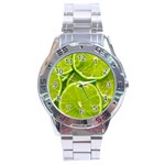 Lime Slices Close Up, Fresh, Fruit, Green Lemon Stainless Steel Analogue Watch