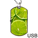 Lime Slices Close Up, Fresh, Fruit, Green Lemon Dog Tag USB Flash (One Side)