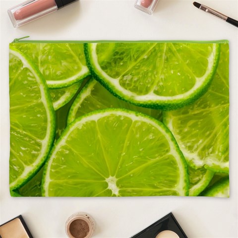 Lime Slices Close Up, Fresh, Fruit, Green Lemon Cosmetic Bag (XXXL) from ArtsNow.com Front