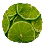 Lime Slices Close Up, Fresh, Fruit, Green Lemon Large 18  Premium Round Cushions