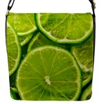 Lime Slices Close Up, Fresh, Fruit, Green Lemon Flap Closure Messenger Bag (S)