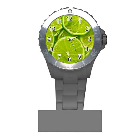 Lime Slices Close Up, Fresh, Fruit, Green Lemon Plastic Nurses Watch from ArtsNow.com Front