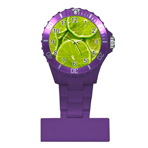 Lime Slices Close Up, Fresh, Fruit, Green Lemon Plastic Nurses Watch from ArtsNow.com Front