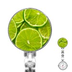 Lime Slices Close Up, Fresh, Fruit, Green Lemon Stainless Steel Nurses Watch