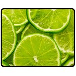 Lime Slices Close Up, Fresh, Fruit, Green Lemon Two Sides Fleece Blanket (Medium)