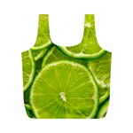 Lime Slices Close Up, Fresh, Fruit, Green Lemon Full Print Recycle Bag (M)