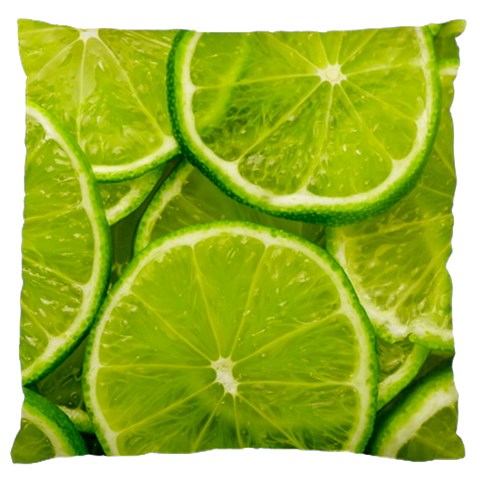 Lime Slices Close Up, Fresh, Fruit, Green Lemon Standard Premium Plush Fleece Cushion Case (Two Sides) from ArtsNow.com Back