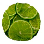 Lime Slices Close Up, Fresh, Fruit, Green Lemon Large 18  Premium Flano Round Cushions