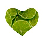 Lime Slices Close Up, Fresh, Fruit, Green Lemon Standard 16  Premium Flano Heart Shape Cushions