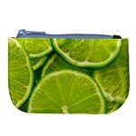 Lime Slices Close Up, Fresh, Fruit, Green Lemon Large Coin Purse