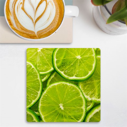 Lime Slices Close Up, Fresh, Fruit, Green Lemon UV Print Square Tile Coaster  from ArtsNow.com Front