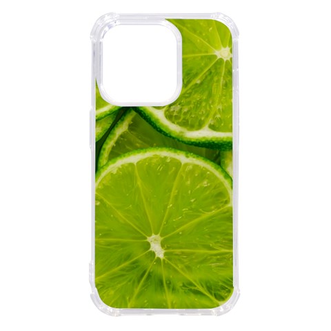 Lime Slices Close Up, Fresh, Fruit, Green Lemon iPhone 14 Pro TPU UV Print Case from ArtsNow.com Front