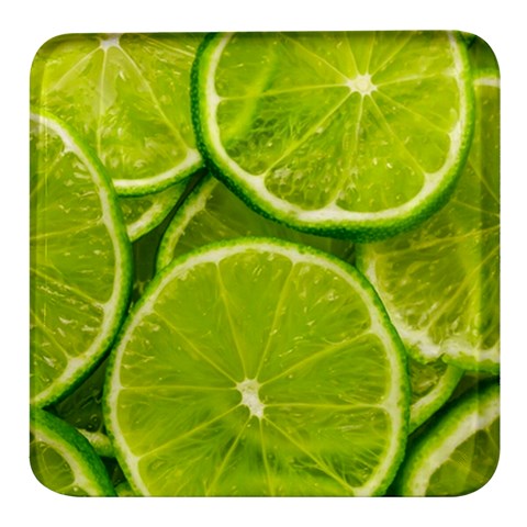 Lime Slices Close Up, Fresh, Fruit, Green Lemon Square Glass Fridge Magnet (4 pack) from ArtsNow.com Front