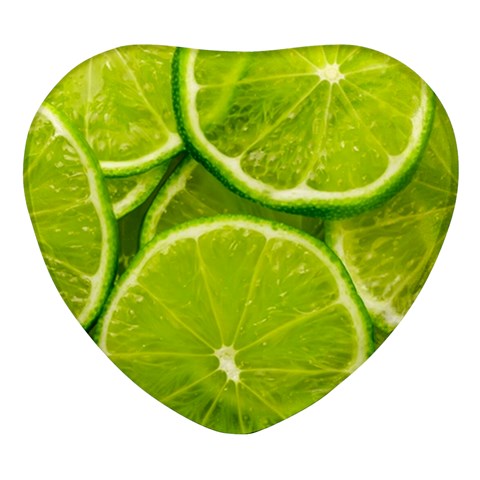 Lime Slices Close Up, Fresh, Fruit, Green Lemon Heart Glass Fridge Magnet (4 pack) from ArtsNow.com Front