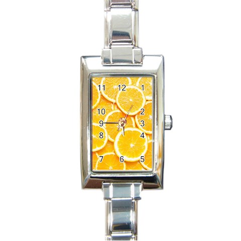 Oranges, Orange, Fruits Rectangle Italian Charm Watch from ArtsNow.com Front