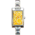 Oranges, Orange, Fruits Rectangle Italian Charm Watch