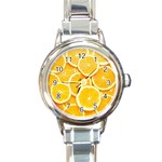 Oranges, Orange, Fruits Round Italian Charm Watch