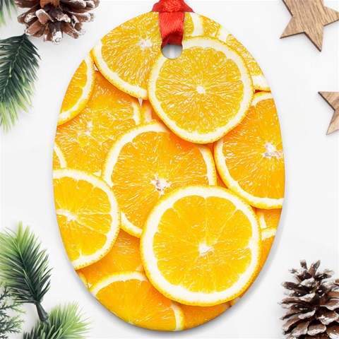 Oranges, Orange, Fruits Ornament (Oval) from ArtsNow.com Front