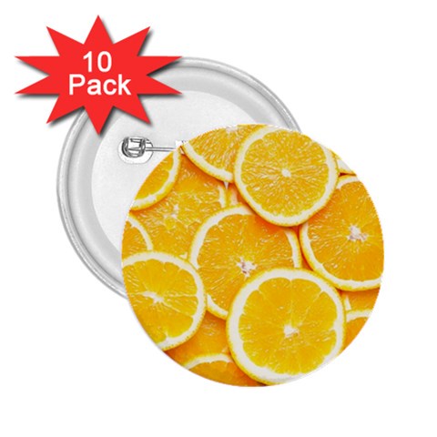 Oranges, Orange, Fruits 2.25  Buttons (10 pack)  from ArtsNow.com Front