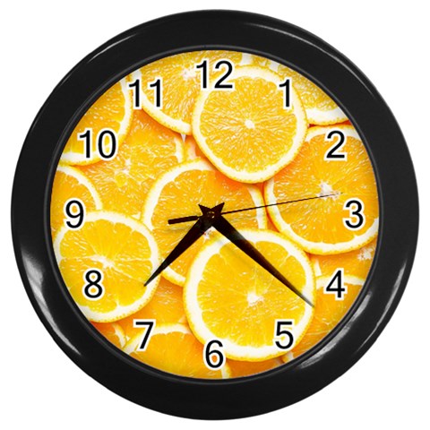 Oranges, Orange, Fruits Wall Clock (Black) from ArtsNow.com Front