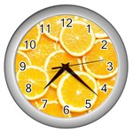 Oranges, Orange, Fruits Wall Clock (Silver)