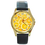 Oranges, Orange, Fruits Round Gold Metal Watch