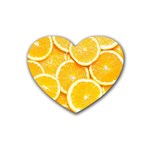 Oranges, Orange, Fruits Rubber Heart Coaster (4 pack)