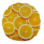 Oranges, Orange, Fruits Large 18  Premium Round Cushions