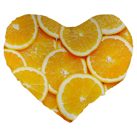 Oranges, Orange, Fruits Large 19  Premium Heart Shape Cushions from ArtsNow.com Front