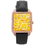 Oranges, Orange, Fruits Rose Gold Leather Watch 