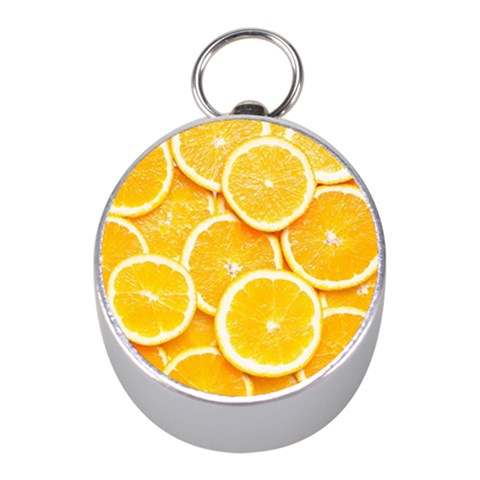 Oranges, Orange, Fruits Mini Silver Compasses from ArtsNow.com Front