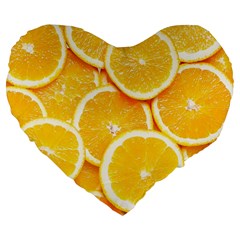 Oranges, Orange, Fruits Large 19  Premium Flano Heart Shape Cushions from ArtsNow.com Front