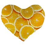 Oranges, Orange, Fruits Large 19  Premium Flano Heart Shape Cushions