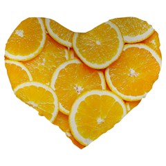 Oranges, Orange, Fruits Large 19  Premium Flano Heart Shape Cushions from ArtsNow.com Back