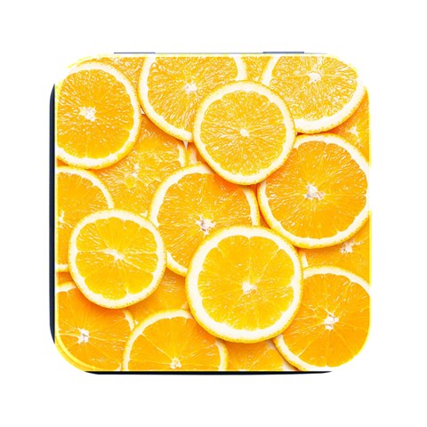 Oranges, Orange, Fruits Square Metal Box (Black) from ArtsNow.com Front