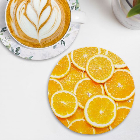 Oranges, Orange, Fruits UV Print Round Tile Coaster from ArtsNow.com Front