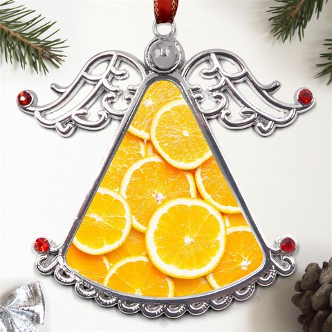 Oranges, Orange, Fruits Metal Angel with Crystal Ornament from ArtsNow.com Front